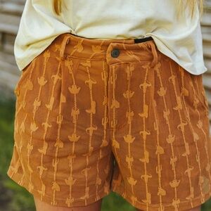 Saddle Bums are Stylish Tan Cactus Patterned Women Shorts